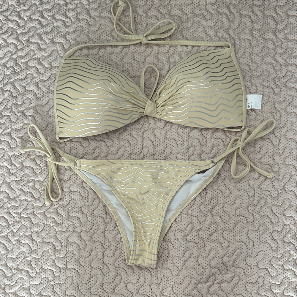 Reef Tan Push-up Bikini with Gold Accents